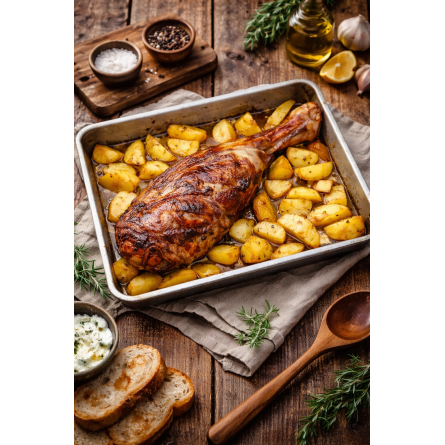 Αρνίσιο μπούτι στο φούρνο με πατάτες, σκόρδο & λεμόνι Αρνίσιο μπούτι στο φούρνο με πατάτες, σκόρδο & λεμόνι