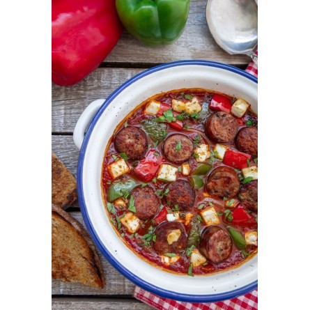 Λουκάνικα στο Τηγάνι με Πιπεριές Λευκό Κρασί και Φέτα Λουκάνικα στο Τηγάνι με Πιπεριές Λευκό Κρασί και Φέτα