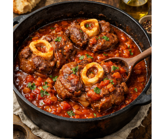 Οσομπούκο Πρόβατο Κοκκινιστό στην Κατσαρόλα